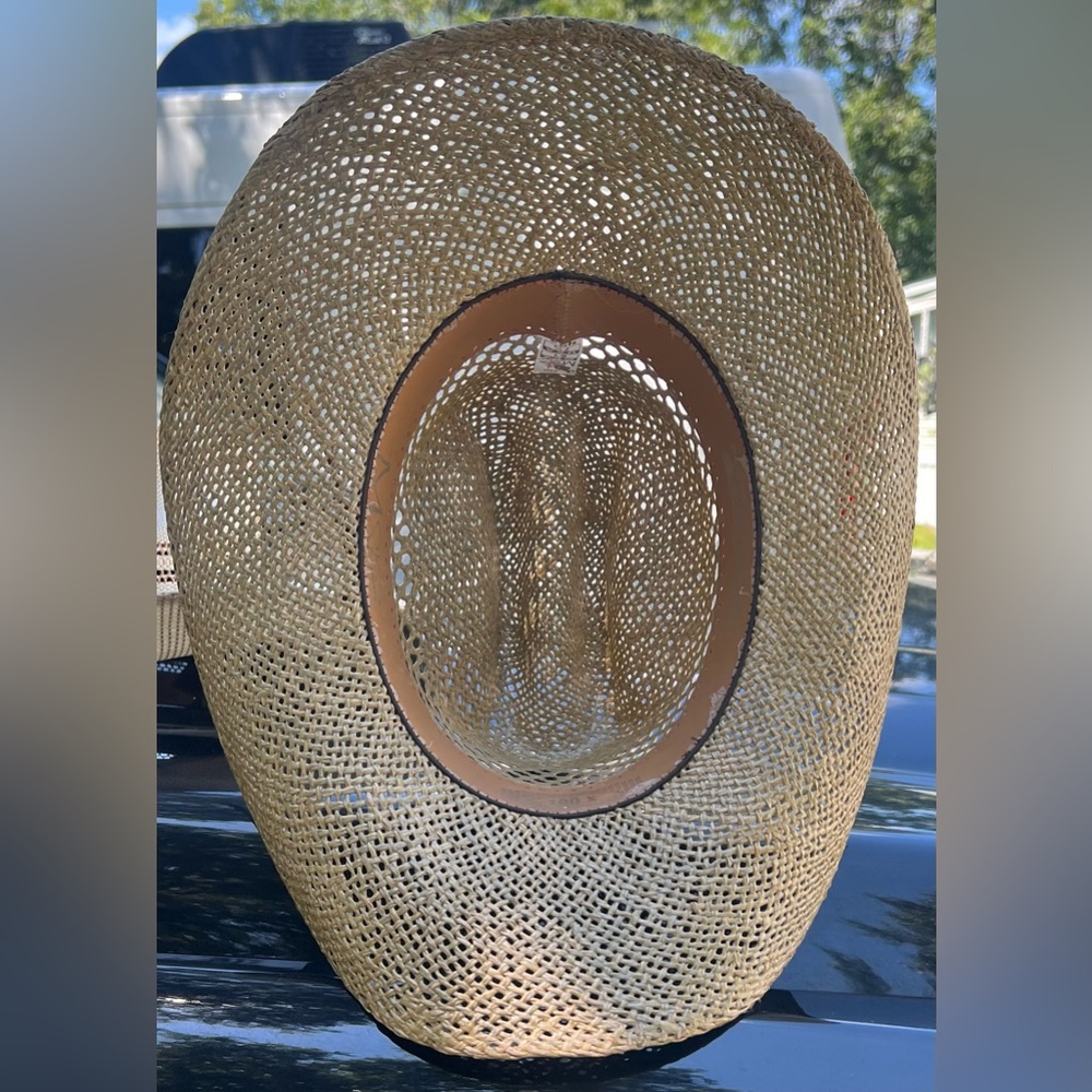 🤠 Moks Man Straw Cowboy / Cowgirl Hat With Decorative Leather Strap🤠 - Picture 7 of 12